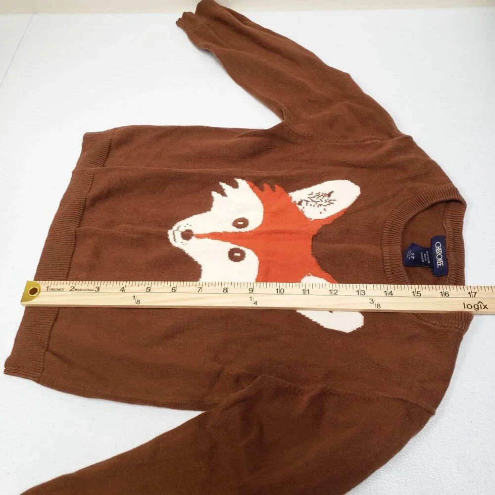 Cherokee Boys Brown Orange Fox Sweater Size 5T - Picture 8 of 8
